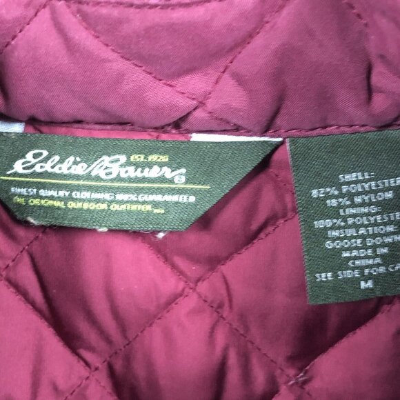 Eddie Bauer Jacket Womens Size Medium Red Goose Down Feathers Quilted Outdoor - Picture 3 of 11
